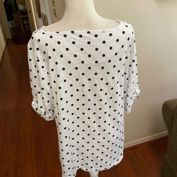 Chicos cotton white black polka dot Tee Tshirt size XL size 3 short sleeve tab - Picture 9 of 14